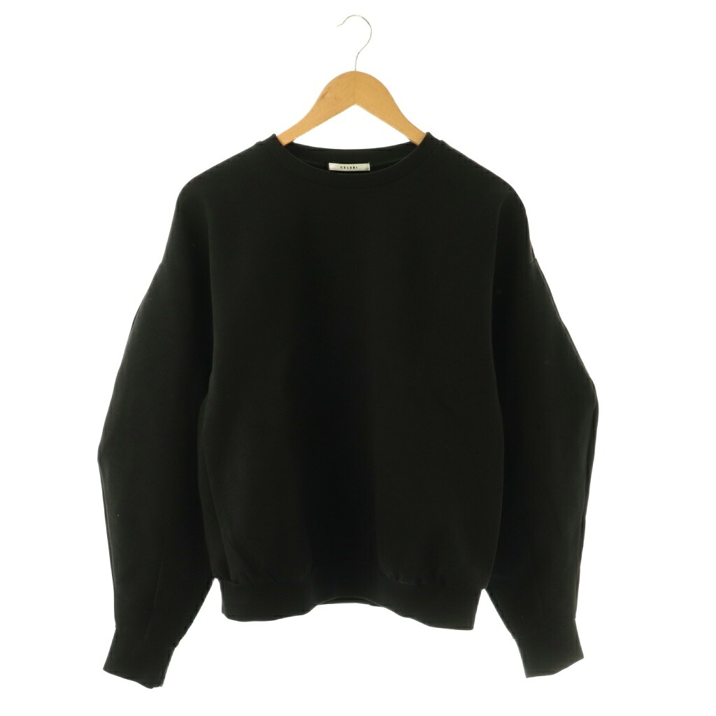 【中古】セルリ CELERI Deuxieme Classe 25SS LONGSLEEVE PULLOVER プルオーバー スウェット トレーナー ブラック /ES ■OS ■SH レディース 【ベクトル 古着】 260327