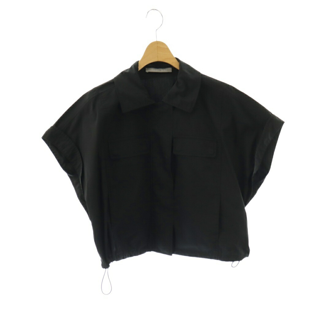 【中古】セオリーリュクス theory luxe 24AW TECH POPLIN LADA ブラウス ジップアップ フレンチスリーブ 38 ブラック /HK ■OS レディース 【ベクトル 古着】 260326