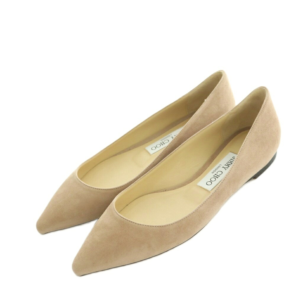 【中古】ジミーチュウ JIMMY CHOO ROMY FLAT フラットパンプス ポインテッドトゥ ローヒール スエード 36 23.0cm スモークピンク /MI ■OS レディース 【ベクトル 古着】 260403