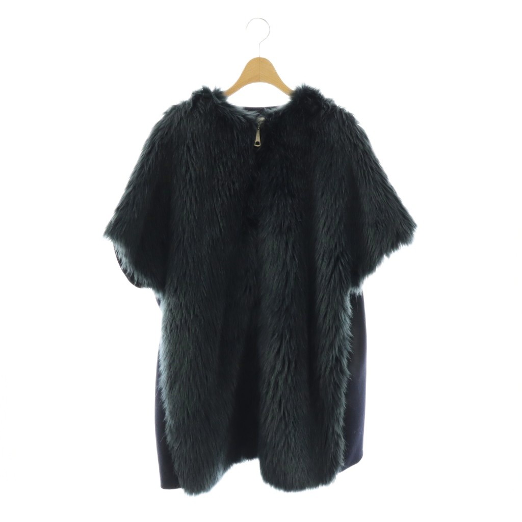 【中古】スワンレイク SWANLAKE フェイクファーワンピース 五分袖 ジップアップ S ネイビー /DO ■OS レディース 【ベクトル 古着】 260331