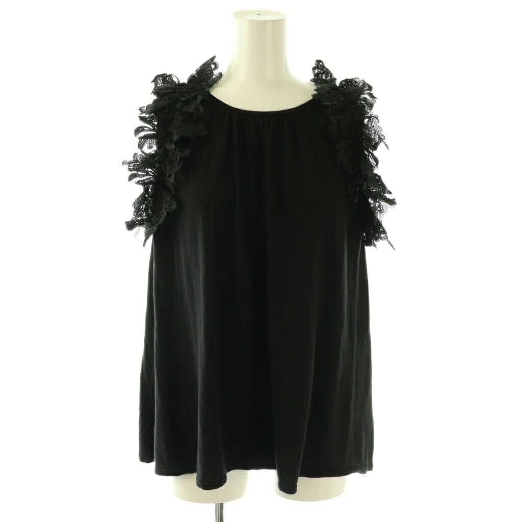 【中古】ルルウィルビー Loulou Willoughby 25SS アームレースプルオーバー ニット カットソー レース 2 黒 /CX ■OS レディース 【ベクトル 古着】 260331