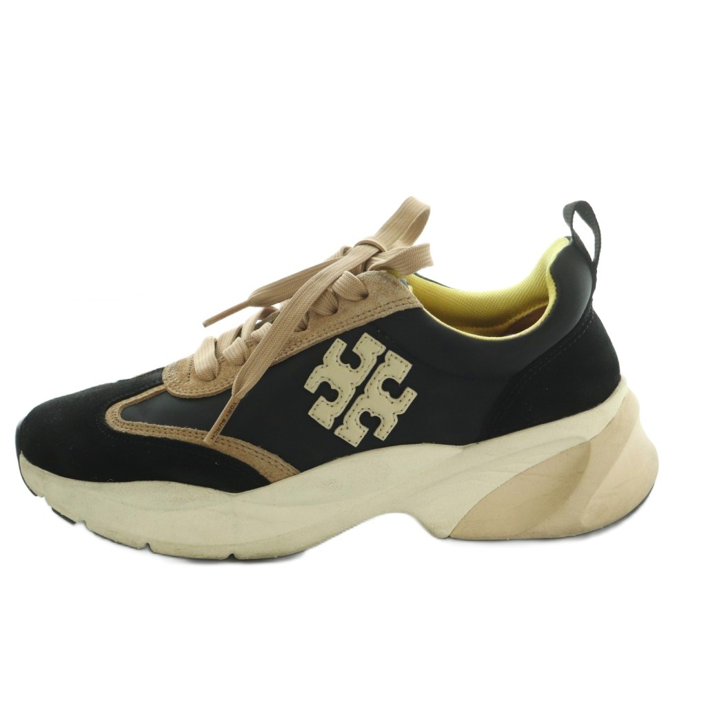 【中古】トリーバーチ TORY BURCH GOOD LUCK TRAINER スニーカー シューズ 6.5M 23.5珊 黒 ベージュ 13095 /MI ■os レディース 【ベクター 古着】 260403