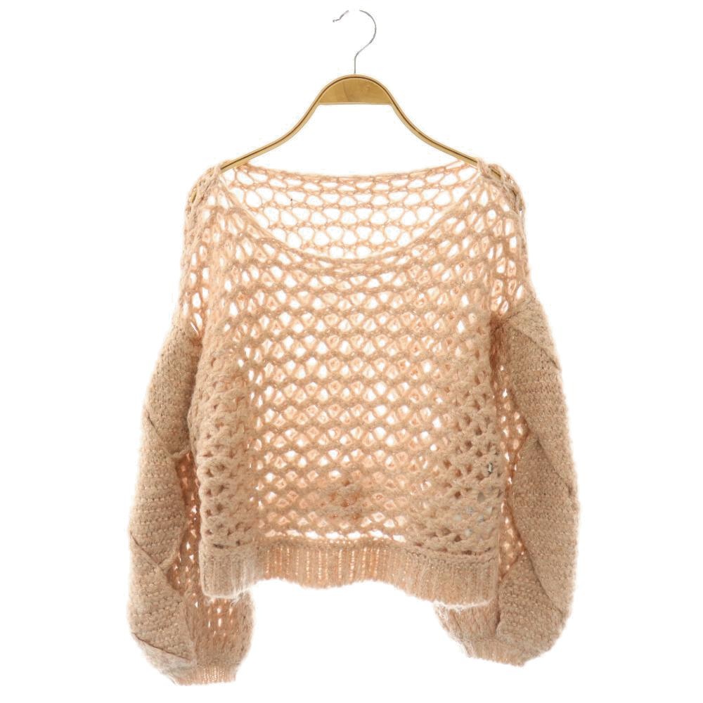 【中古】セルフォード CELFORD 24AW 袖ケーブルニットプルオーバー セーター クロップド ラメ F ピンクベージュ /ES ■OS レディース 【ベクトル 古着】 260409