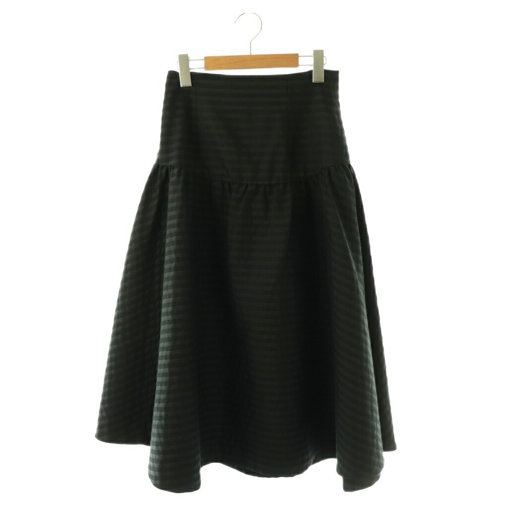 【中古】ボーダーズアットバルコニー BORDERS at BALCONY ICONIC BORDER SKIRT スカート フレア ロング ボーダー 38 ブラック /HK ■OS ■SH レディース 【ベクトル 古着】 260402