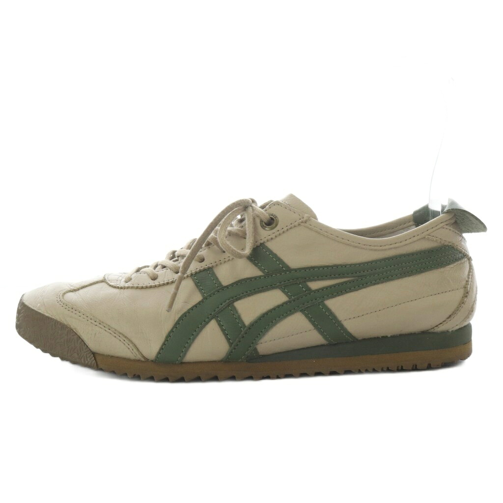 【中古】オニツカタイガー Onitsuka Tiger MEXICO 66 SD スニーカー ローカット レザー US6 ベージュ グラスグリーン 1183A872 /YO21 ■SH レディース 【ベクトル 古着】 260403