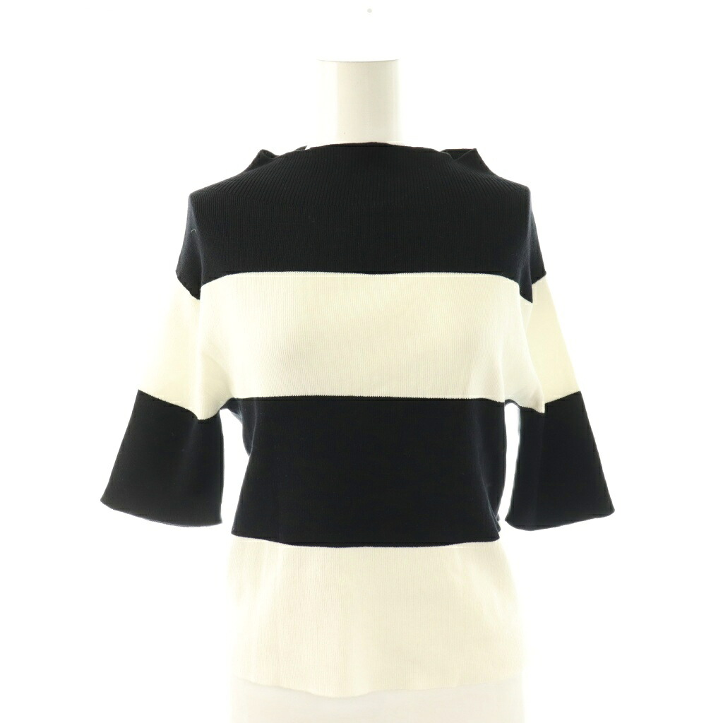 【中古】ドゥーズィエムクラス DEUXIEME CLASSE 24SS off shoulder ショートスリーブ ニット セーター サマー ブラック ホワイト /ES ■OS レディース 【ベクトル 古着】 260403