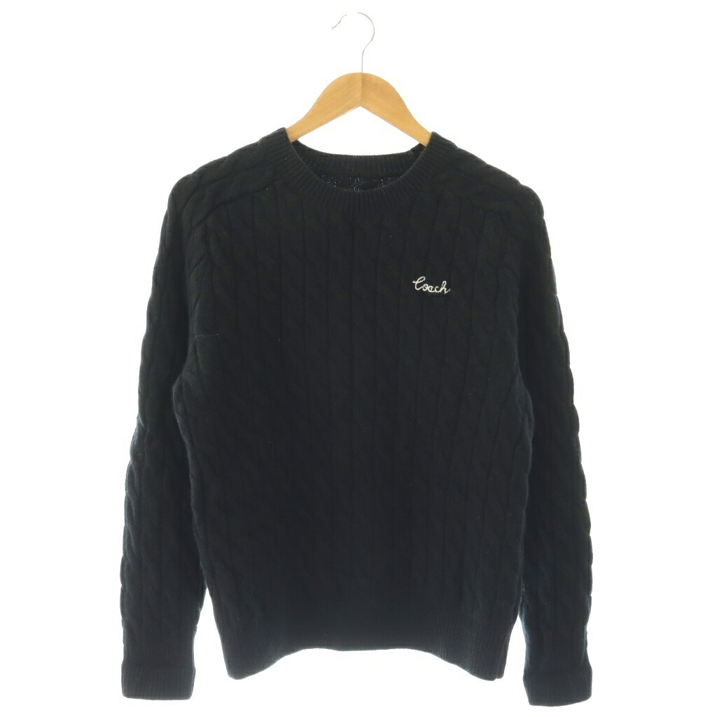【中古】コーチ職 COACH 労働者の一団のど首 有線テレビ 編み物 スウェーター 黒いこと CY564 /DF ■os レディース 【ベクター 古着】 260410
