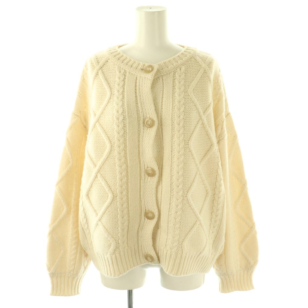 【中古】ハーリップトゥ Her lip to 25AW H Boa Cable Knit Cardigan カーディガン ニット 長袖 S オフホワイト /HK ■OS ■SH レディース 【ベクトル 古着】 260402