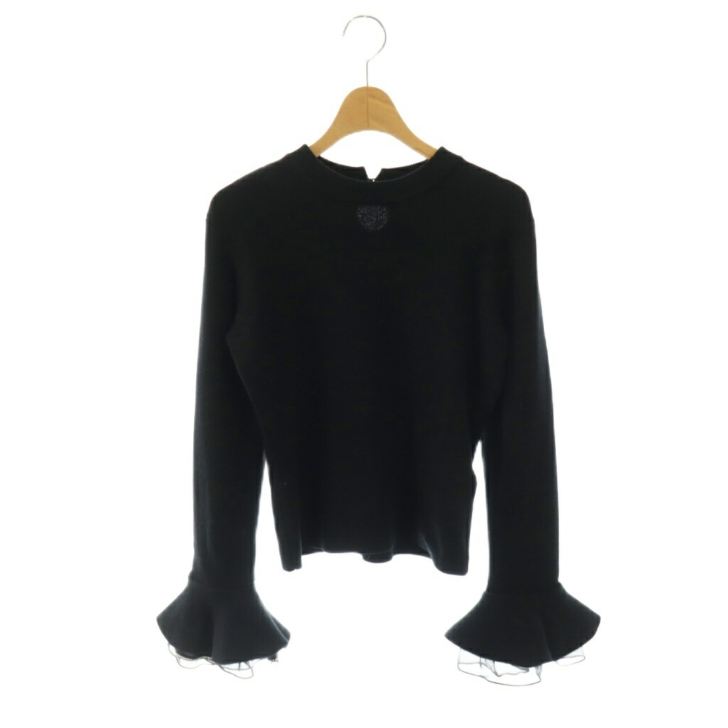 【中古】ハーリップトゥ Her lip to 25AW Eclat Flared Sleeve Knit エクラフレアスリーブニット 長袖 クルーネック ワンカラー ウール混 S 黒 ブラック /BB ■SH レディース 【ベクトル 古着】 260407