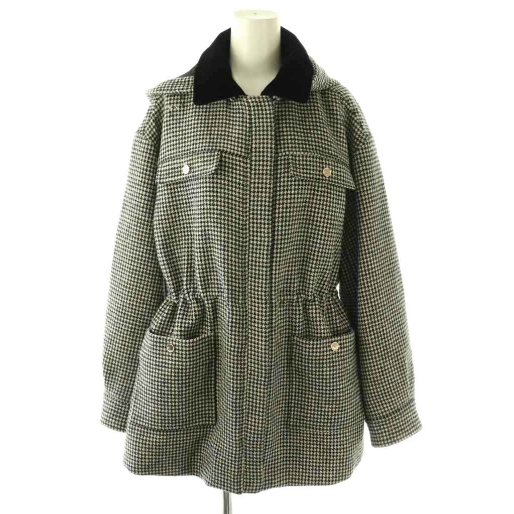 【中古】ハーリップトゥ Her lip to 25AW Odeon Hooded Coat 厚地の外套 ジップアップ チドリ透かし彫り S 黒いこと 白いこと /HK ■os ■SH レディース 【ベクター 古着】 260402