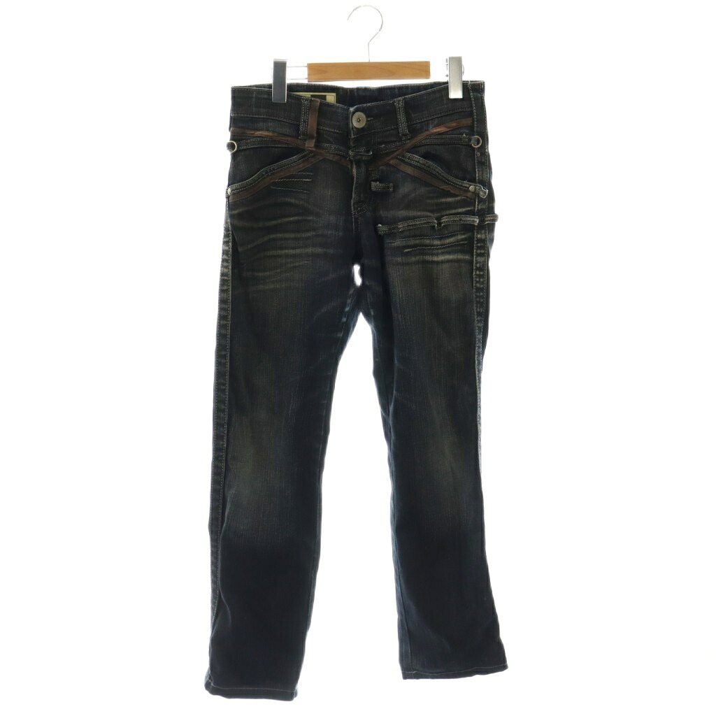 【中古】マリテフランソワジルボー MARITHE FRANCOIS GIRBAUD デニムパンツ ジーンズ ストレート ジップフライ S インディゴ M5-1301 /BB ■SH レディース 【ベクトル 古着】 260407