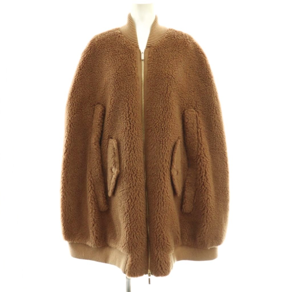 【中古】マックスマーラ MAX MARA 473605236 テディベア ケープ 厚地の外套 アウター ポンチョ ジップアップ M 茶 赤銅色 /NR ■os レディース 【ベクター 古着】 260408