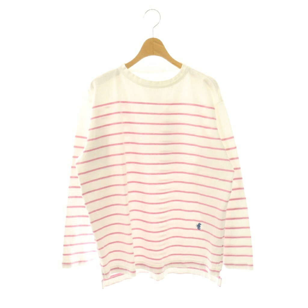 【中古】フォーティーファイブアールピーエム  45R 45rpm バスク縞の908Tシャツ カットソー 長袖 ボーダー柄 バイカラー 2 白 ホワイト ピンク 50570012 /BB レディース 【ベクトル 古着】 260406