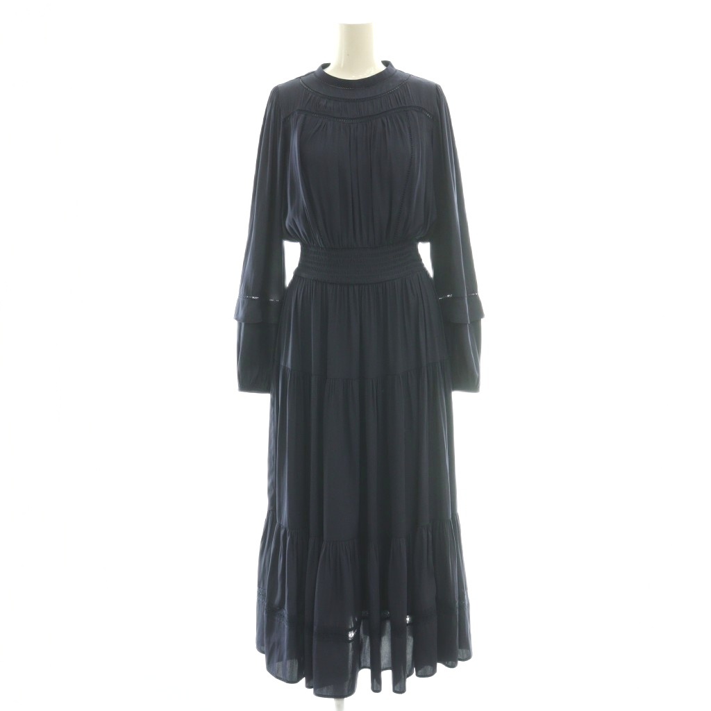 【中古】セルフォード CELFORD 25SS レースインサートワンピース ロング 38 ネイビー /DF ■OS レディース 【ベクトル 古着】 260408
