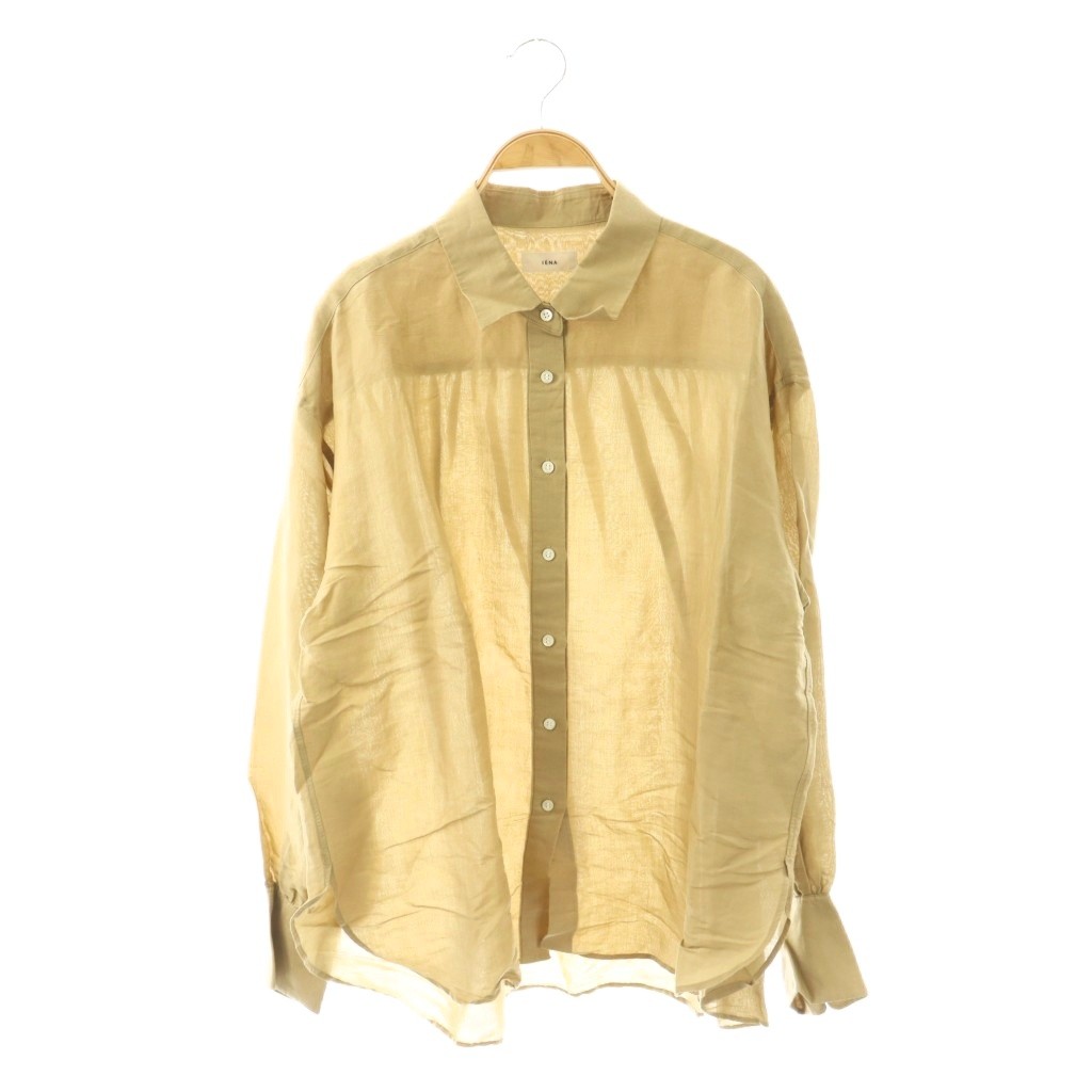 【中古】イエナ IENA 24SS ラミーリヨセルフェミニンシャツ 長袖 オーバーサイズ 38 ベージュ /MY ■OS レディース 【ベクトル 古着】 260403