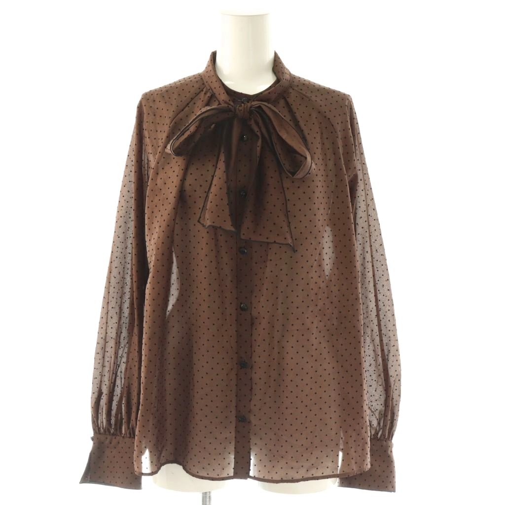 【中古】アナイ ANAYI 25AW ドットオーガンジーリボンブラウス シャツ 38 ブラウン ブラック /ES ■OS レディース 【ベクトル 古着】 260407