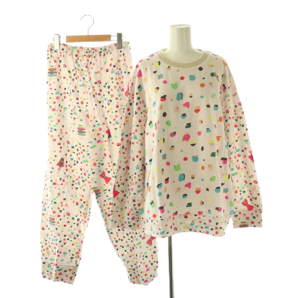 【中古】未使用品 ツモリチサト スリープ tsumori chisato SLEEP 総柄 スウェット パジャマ セットアップ パンツ 長袖 3L ライトピンク マルチカラー /CX ■OS レディース 【ベクトル 古着】 260409