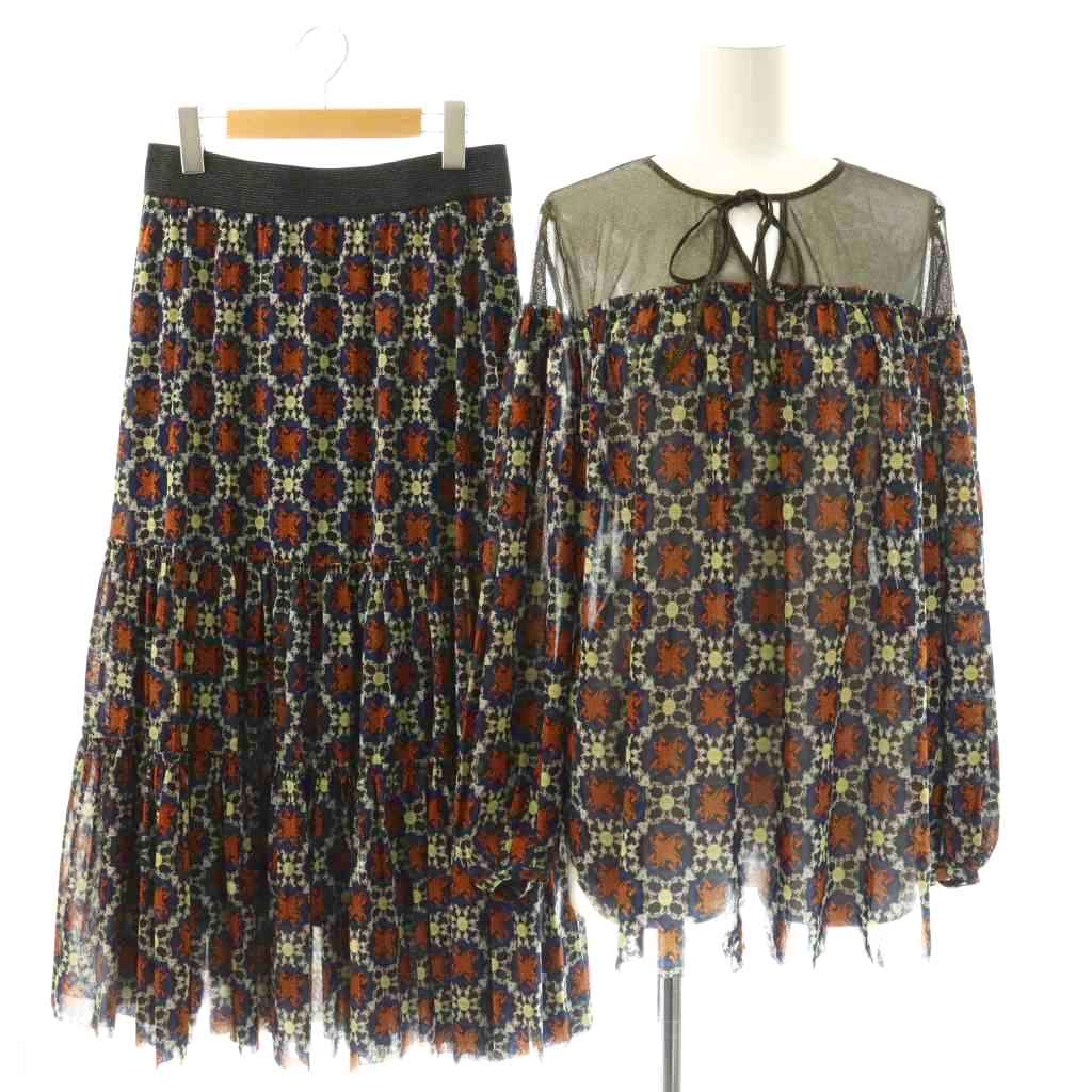 【中古】ヴィヴィアンタム VIVIENNE TAM セットアップ パワーネット カットソー フレアスカート ロング 40 42 マルチカラー /DF ■OS レディース 【ベクトル 古着】 260409 17,928円