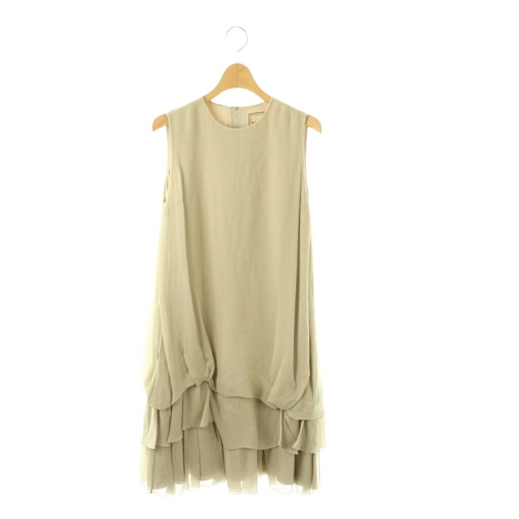 【中古】デイジーリンフォクシー DAISY LIN For FOXEY ノースリーブワンピース シルク ティアード 40 ベージュ 32322 /CX ■OS レディース 【ベクトル 古着】 260409