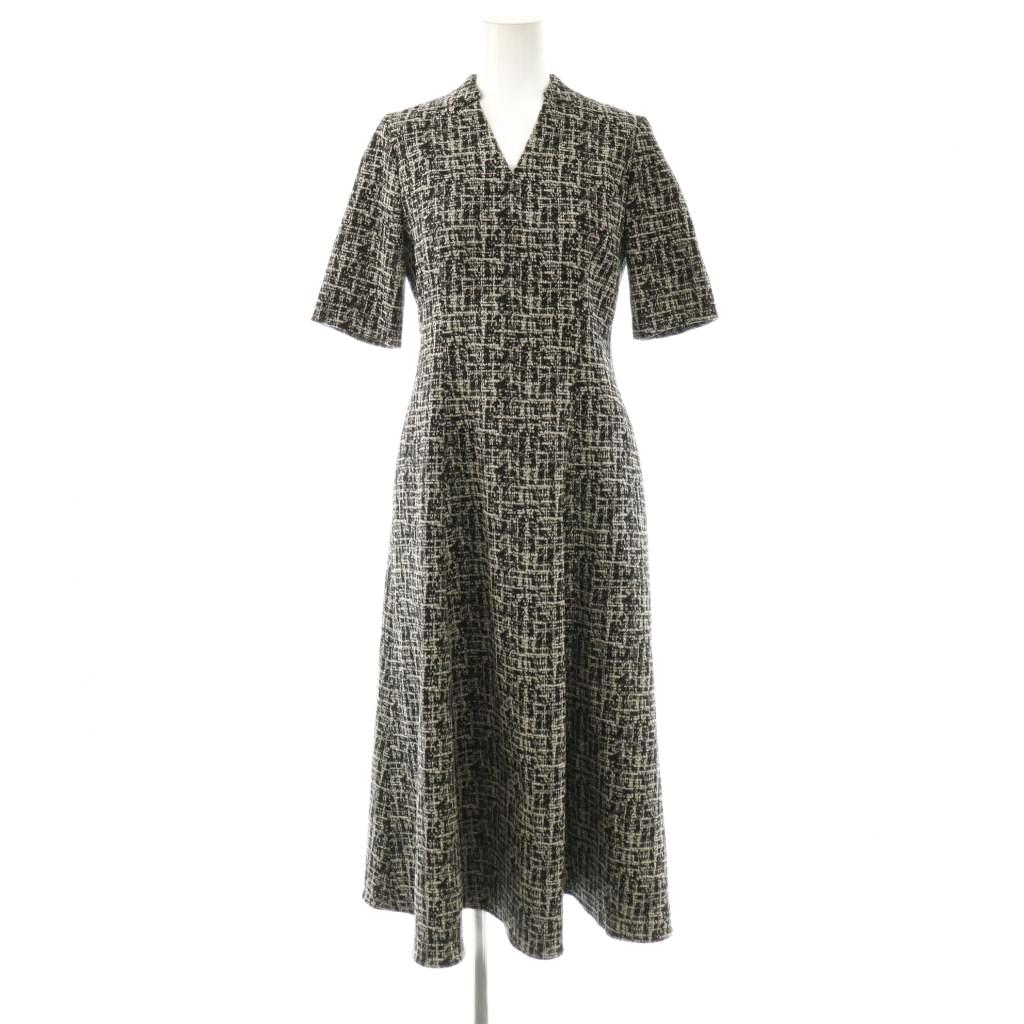 【中古】アナイ ANAYI 25AW ツイーディージャガードキーホールネック ワンピース 34 黒 白 /CX ■OS レディース 【ベクトル 古着】 260409
