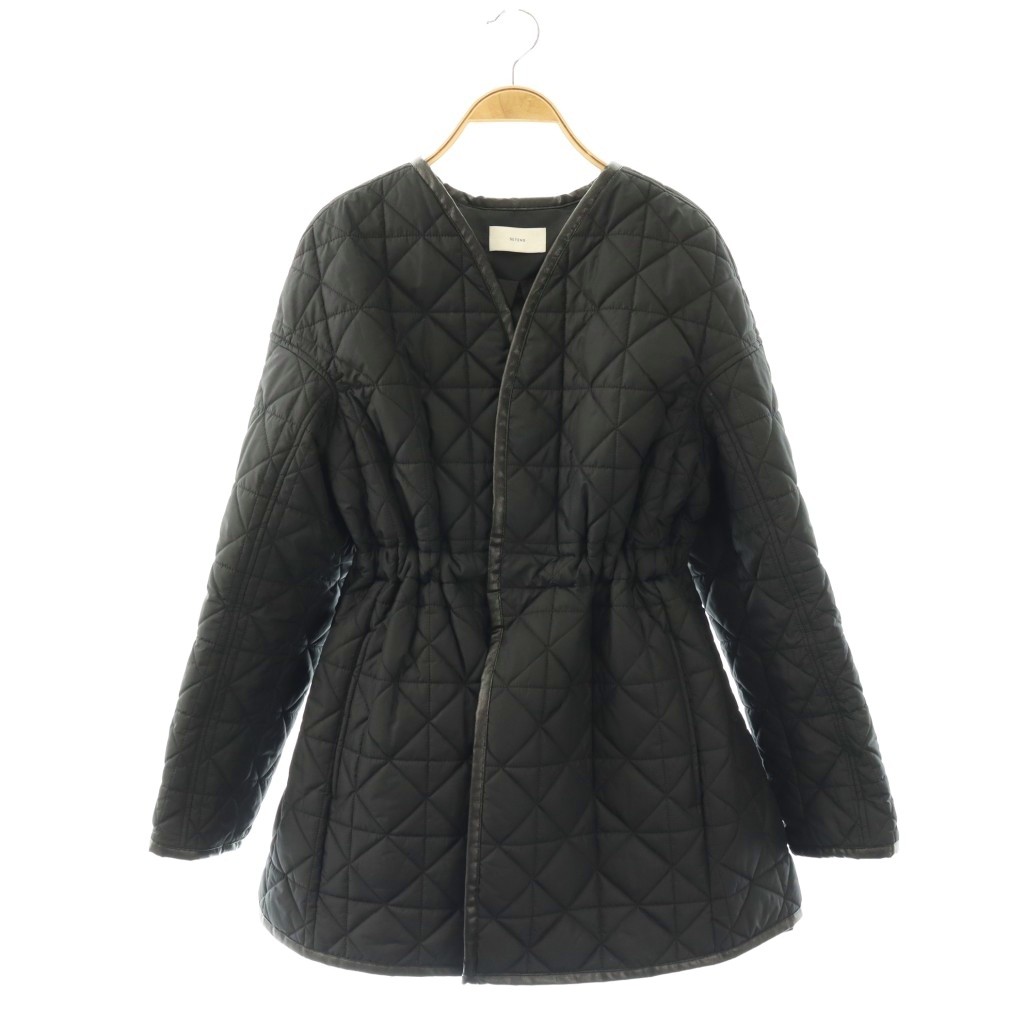 【中古】セテンス SETENS Quilted Coat キルティングコート 中綿 ノーカラー ミドル丈 ワンカラー 2 黒 ブラック E234CV006 /BB ■SH レディース 【ベクトル 古着】 260412
