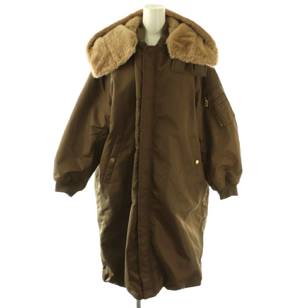 【中古】アッパーハイツ upper hights THE U-2 LONG HOODIE 厚地の外套 アウター フェイクファー 1 赤銅色 /CX ■os レディース 【ベクター 古着】 260415