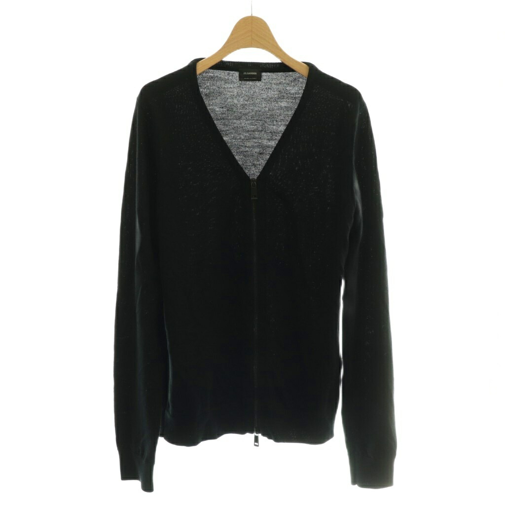 【中古】ジルサンダー JIL SANDER ジップアップ 編み物 ジレー 羊毛 48 黒いこと /CX ■os ■AD メンズ 【ベクター 古着】 260420