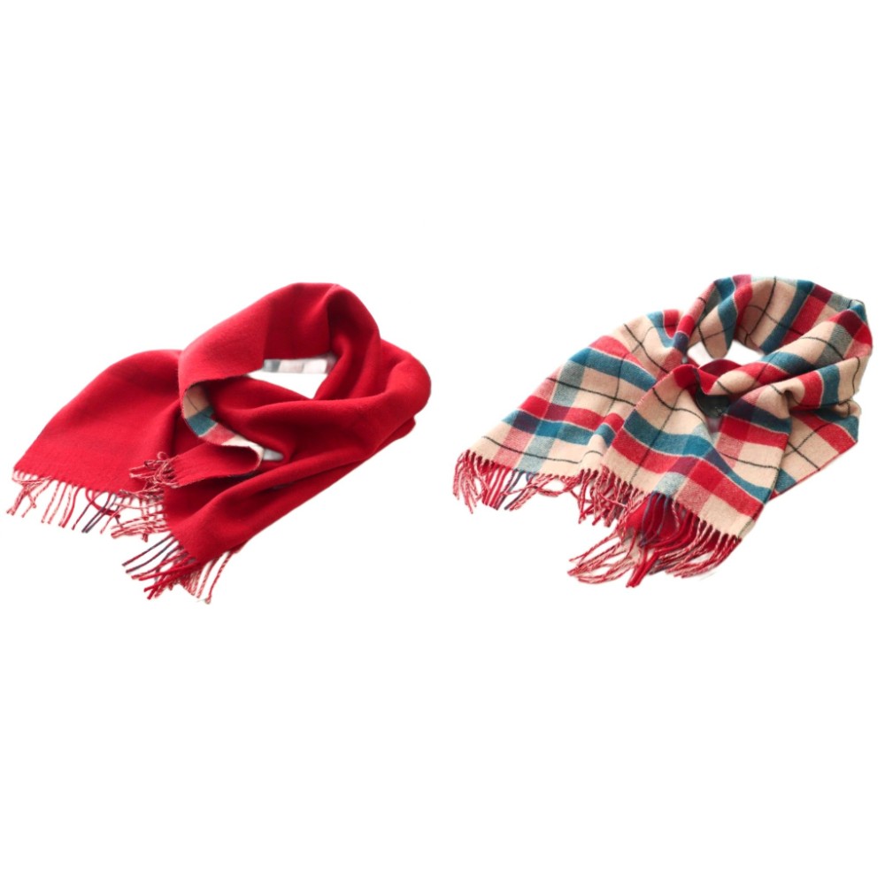 【中古】未当て嵌める品 ヴィヴィアンウエストウッド Vivienne Westwood 引き船付き添い人 リヴァーシブル 袈裟 えり巻き 照合のしるし柄 羊毛 マルチ色つや 赤 赤いこと 青 青み /SS ■os レディース 【ベクター 古着】 260414