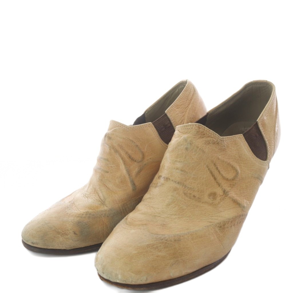 【中古】ミハラヤスヒロ MIHARA YASUHIRO ブーティ ブーツ 炙り出しひな形 ハイヒール なめし革 24珊 ベージュ /YO4 レディース 【ベクター 古着】 260424