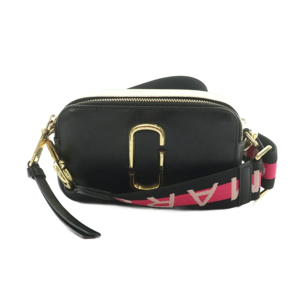 【中古】マークジェイコブス MARC JACOBS スナップ ショルダーバッグ 真四角型 黒 サクラ色 /MI ■os レディース 【ベクター 古着】 260424