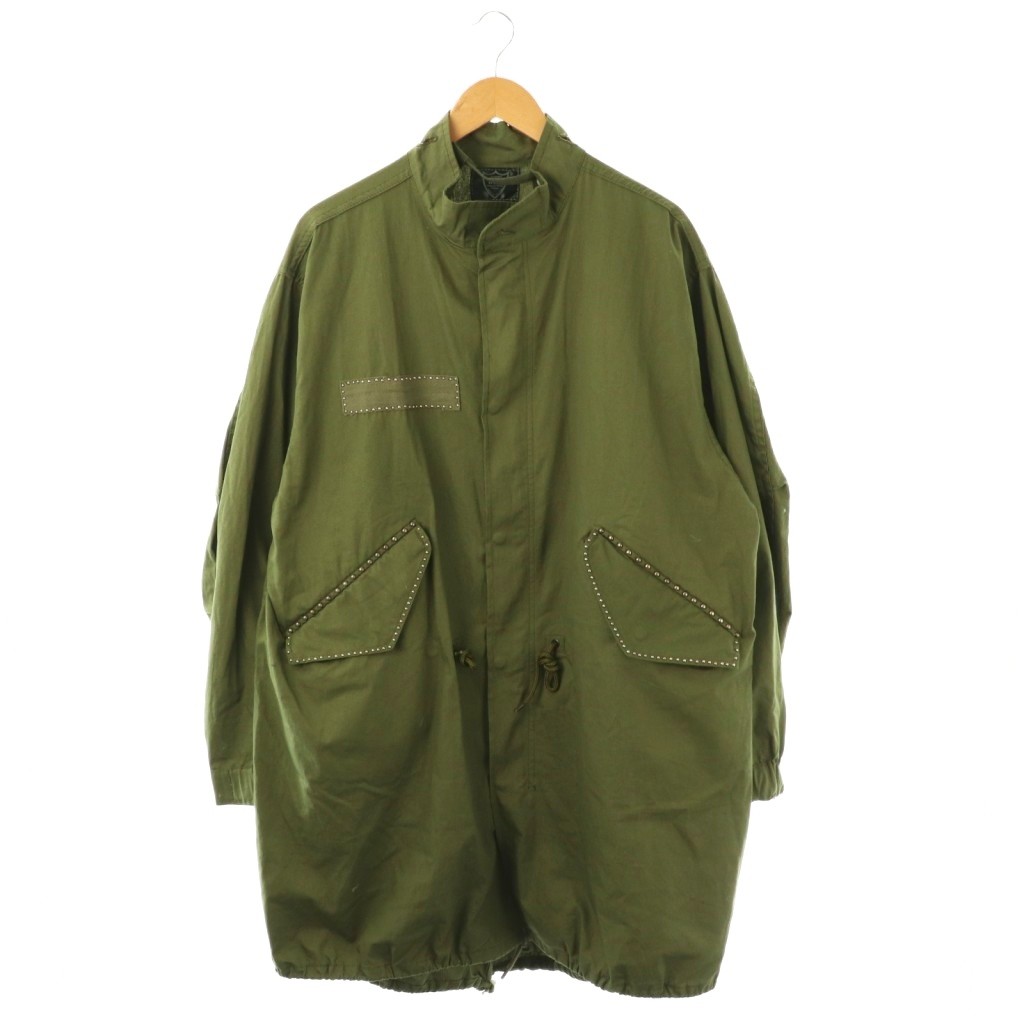 【中古】エイチティーシー HTC 24AW STUDS DESIGN FISH TAIL COAT アパルトモン取りまわし ミリタリー厚地の外套 スプリングコート カーキ /ES ■os レディース 【ベクター 古着】 260420