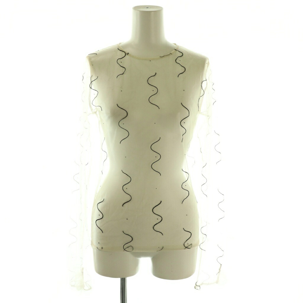 【中古】ポィ PoI Tulle top naminami トップス シアー カットソー 2 ベージュ 黒いこと /CX ■os レディース 【ベクター 古着】 260427