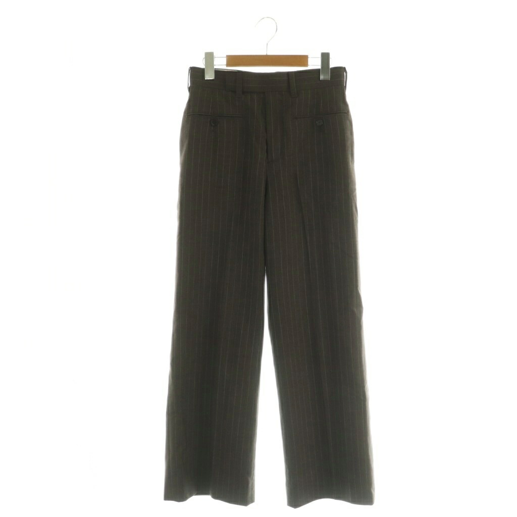 【中古】ジョンメイソンスミス JOHN MASON SMITH JANE SMITH STRIPE WOOL TROPICAL BACK FRONT SLACKS ストライプ スラックス 34 ブラウン /MY ■OS レディース 【ベクトル 古着】 260424