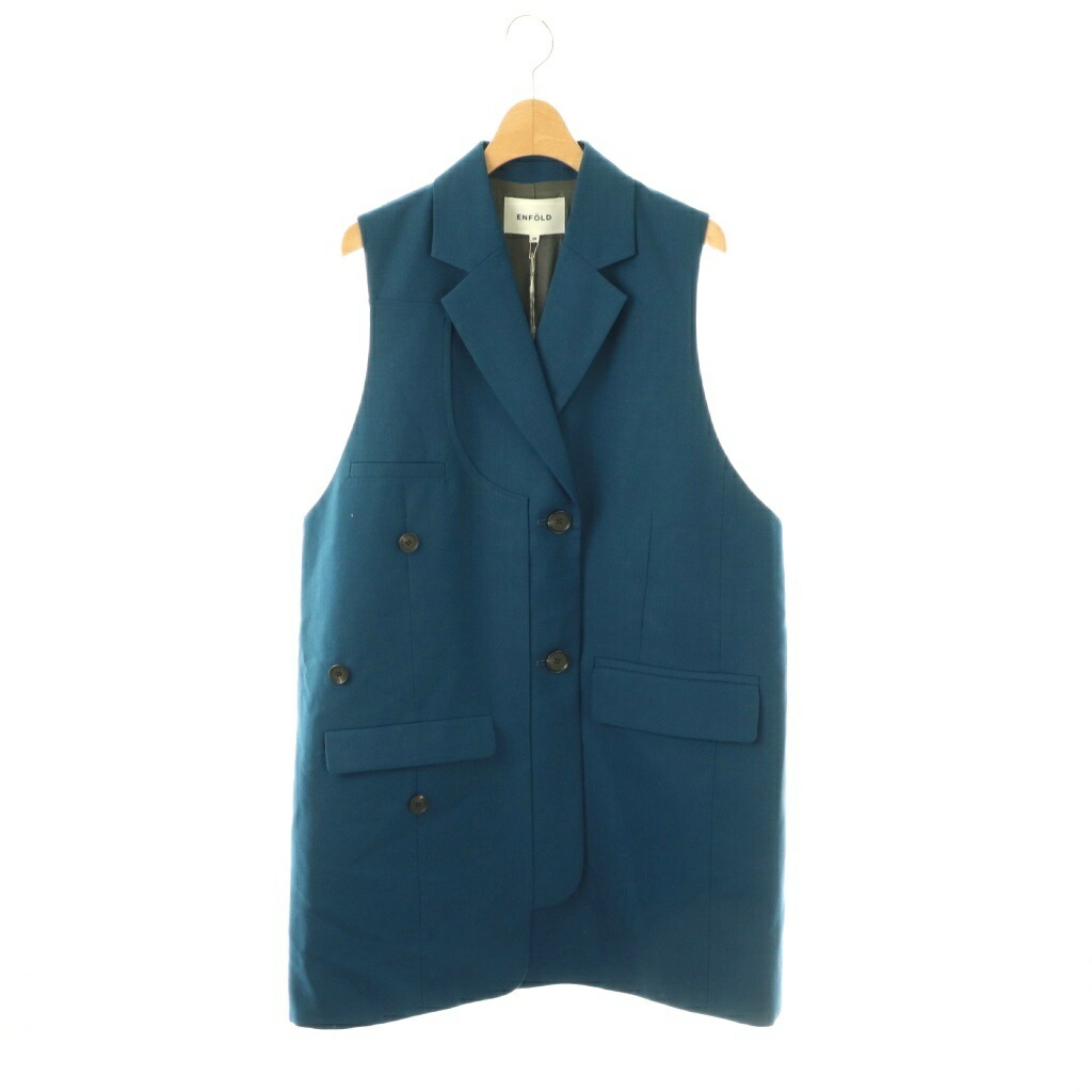 【中古】エンフォルド ENFOLD 26SS DOUBLE SUIT VEST 限りない 前くい違い 38 青色 /NR ■os レディース 【ベクター 古着】 260425 トップス-レディースファッション