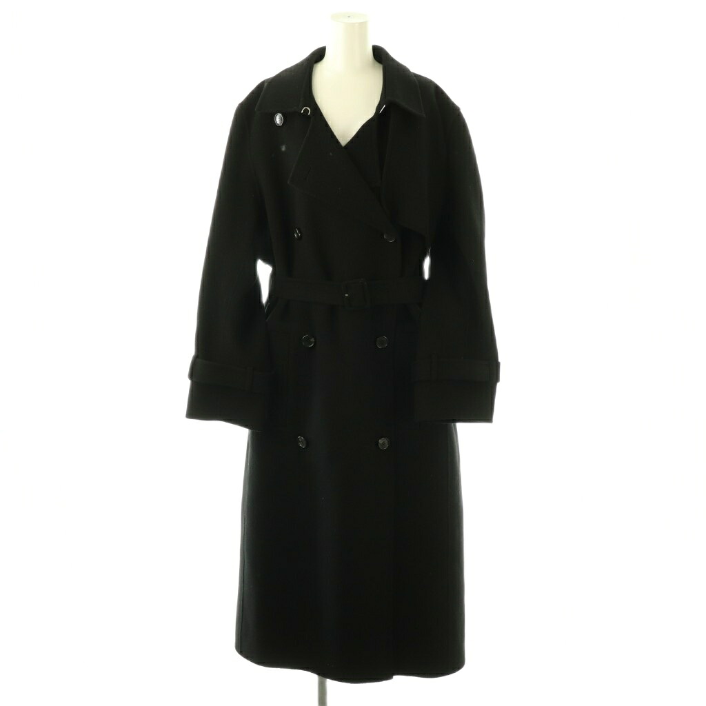【中古】行動論理 Theory 24AW New Divide GC Relaxed Trnch DF ダブルフェイスコート トレンチコート カシミール混 L 黒いこと /ES ■os レディース 【ベクター 古着】 260427