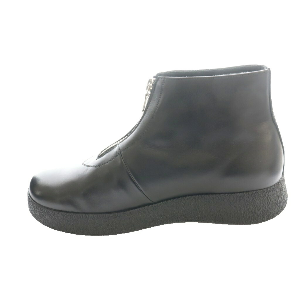【中古】トシノスケタケガハラビューティフルシューズ TOSHINOSUKE TAKEGAHARA BEAUTIFUL SHOES 縮緬 優勝杯 フロントジップ CREPE CUT FRONT ZIP アンクルブーツ 遊撃手 25糎 黒 黒いこと /SS ■os レディース 【ベクター 古着】 260504