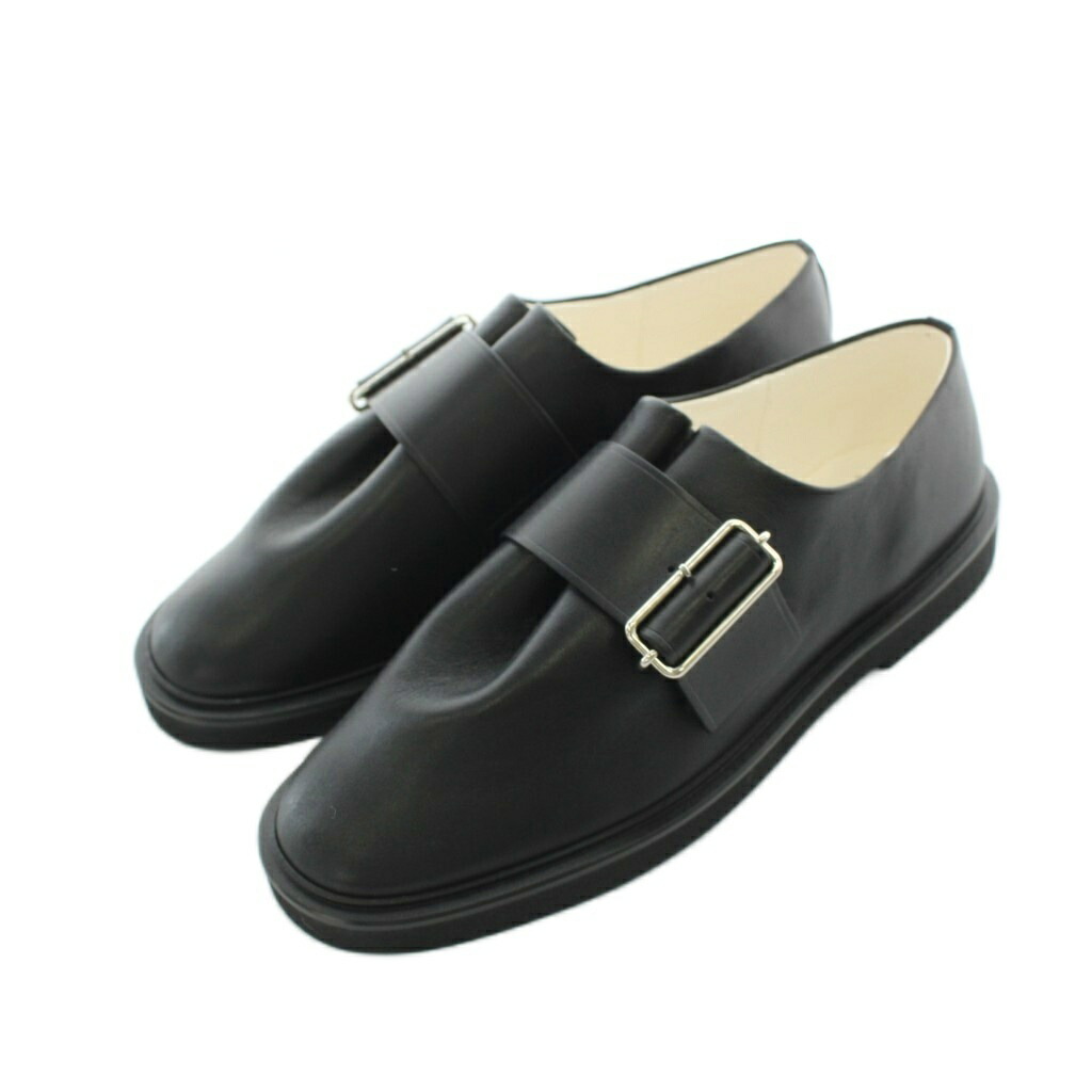 【中古】トシノスケタケガハラビューティフルシューズ BEAUTIFUL SHOES ONE PIECE BELT SHOES シューズ 置き目毛革 なめし革 本革 24珊 黒 黒いこと バックル付き添い人 /RI ■os レディース 【ベクター 古着】 260507