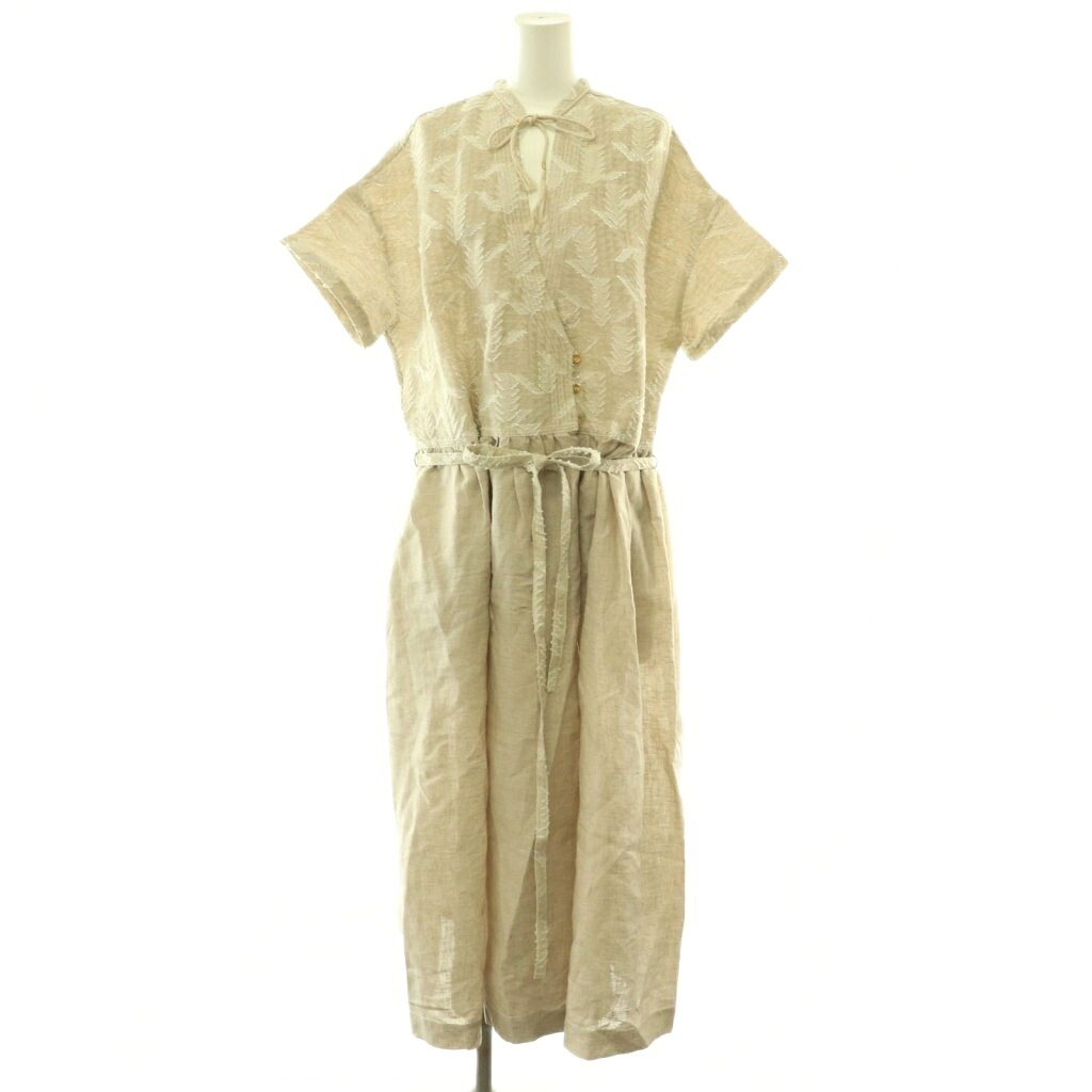 【中古】ユルタオ YURTAO forest&times;リネンローン カシュクールワンピース ロング ベージュ /HK ■OS レディース 【ベクトル 古着】 260507｜ブランド古着の買取販売ベクトル