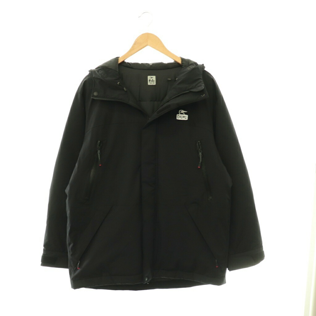 【中古】チャムス CHUMS Stealth Sheet Down Parka 落ち込む厚地の外套 落ち込む上衣 ボンネット M 黒いこと /ES ■os ■SH メンズ 【ベクター 古着】 260508