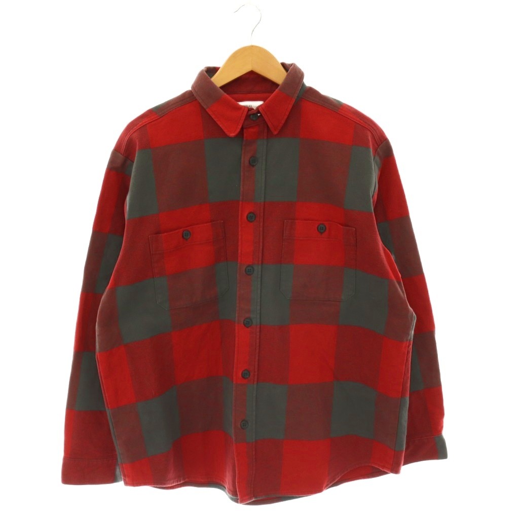 【中古】三塁ベース寄りあい THIRD PARTY Flannel Check Shirt 読み合わせる柄L/Sプルオーバー XL 赤いこと 濃灰色薄墨色 /ES ■os ■AD メンズ 【ベクター 古着】 260511