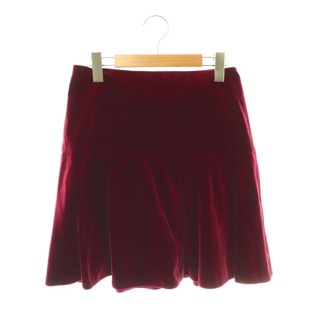【中古】未当て嵌める品 赤いこと ヴァレンティノ RED VALENTINO 天鵞絨天鵝絨 太陽フレア ミニスカート 38 ブドウ酒赤いこと /HS ■os レディース 【ベクター 古着】 260522