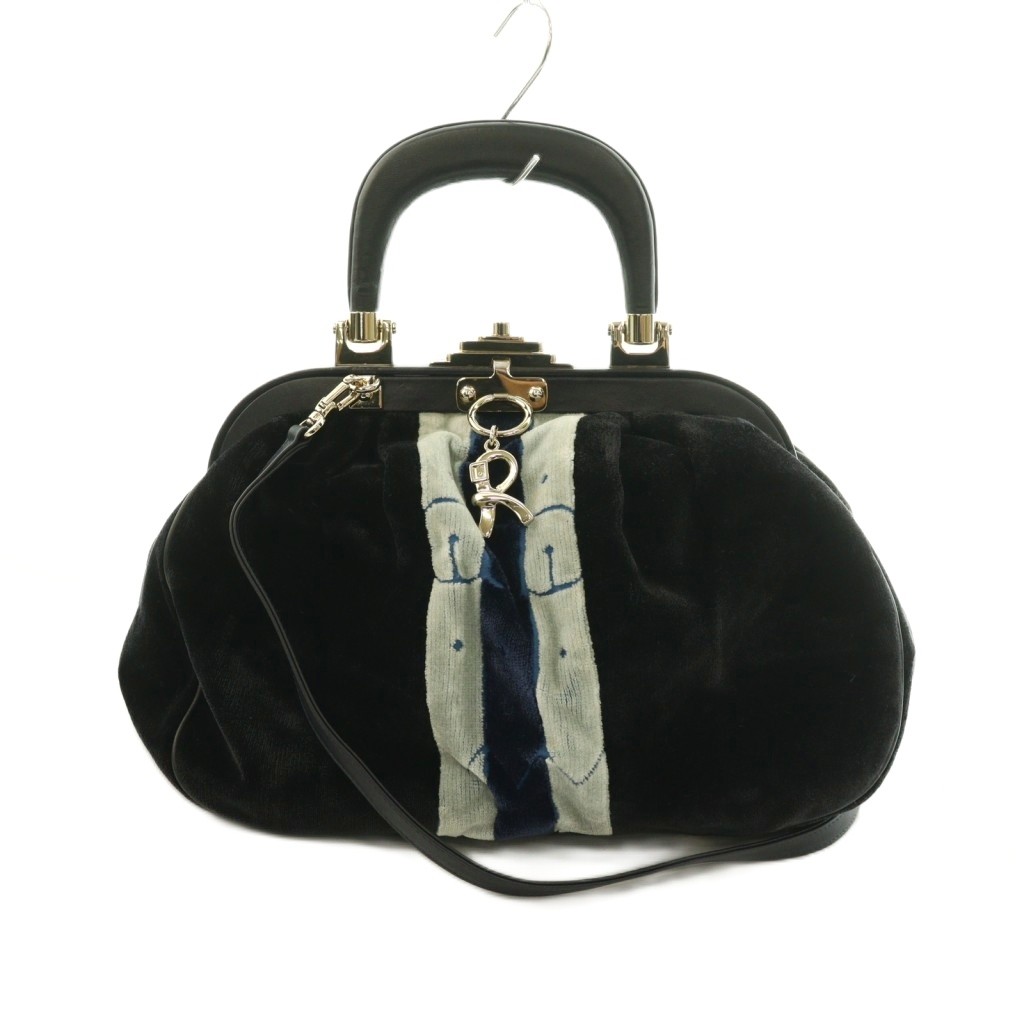 【中古】ロベルタディカメリーノ Roberta di Camerino 天鵝絨銭入れ2WAY御徒面子 ハンドバック ショルダーバッグ 濃紺色 薄墨色 /MI ■os ■SH レディース 【ベクター 古着】 260509