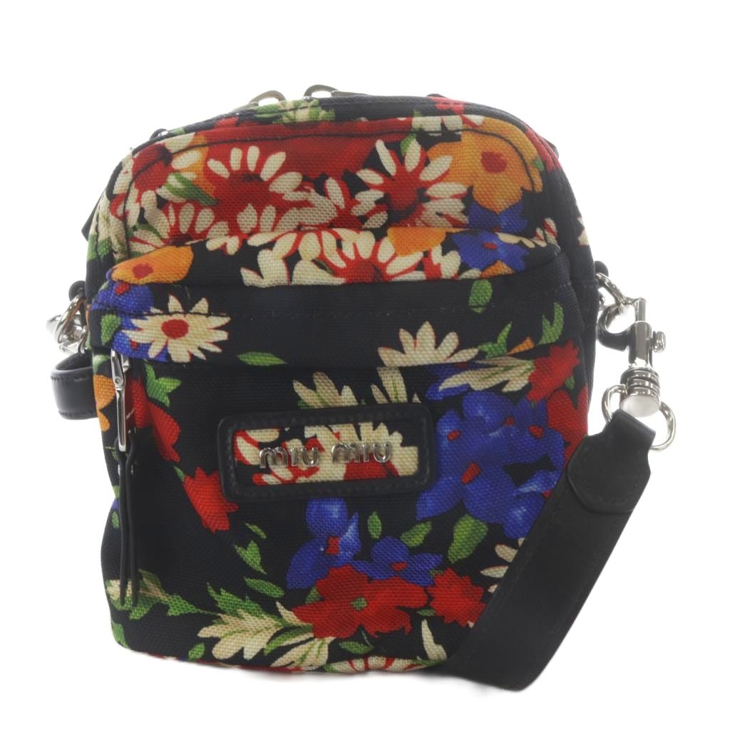 【中古】ミュウミュウ miumiu CORDURA ST.BOUQ フローラショルダーバッグ 一肩先 帆布 黒いこと 5BH158 /YO31 レディース 【ベクター 古着】 260521