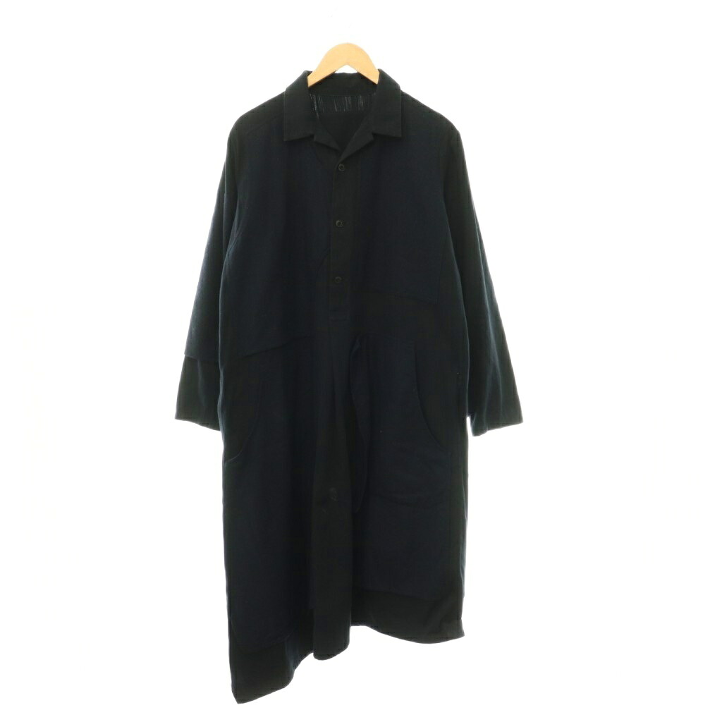 【中古】ワイズ Y's 異素材 パッチワーク ロングワンピース 長袖 プルオーバー 2 紺 /NR ■OS レディース 【ベクトル 古着】 260521｜ブランド古着の買取販売ベクトル