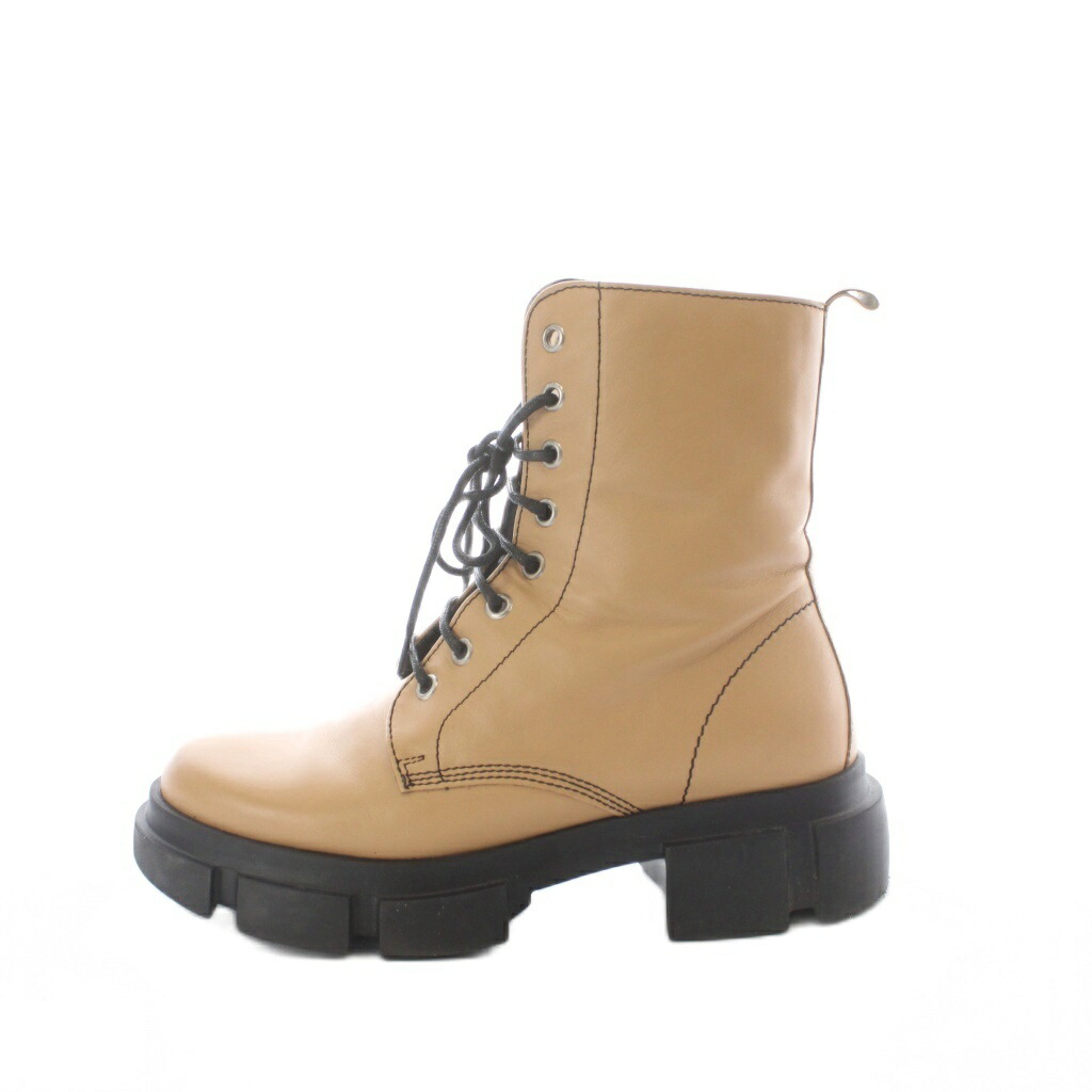 【中古】ペリーコ PELLICO ペローコサニー レースアップブーツ ブーツ なめし革 本革 35 22珊 22.5珊 ベージュ 厚底 真っただ中丈 プルタブ /RI ■os レディース 【ベクター 古着】 260522