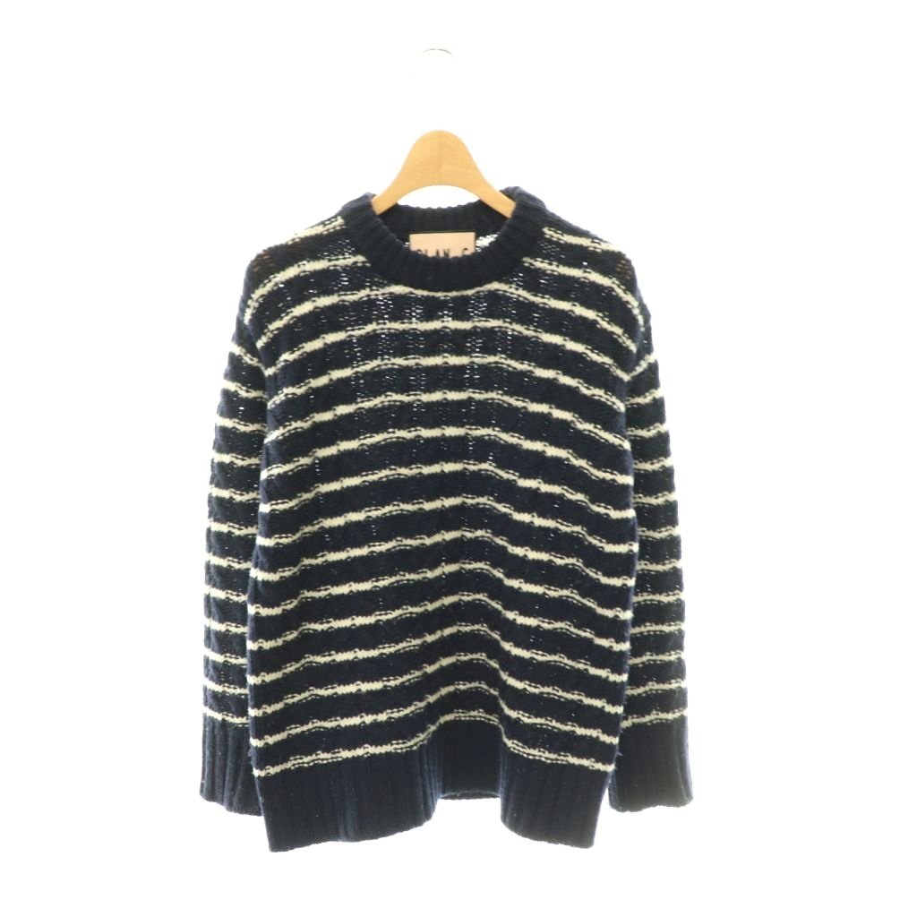 【中古】プランシー PLAN C ウールケーブルクルーネックボーダーニット セーター 36 ネイビー ホワイト /ES ■OS ■SH レディース 【ベクトル 古着】 260522|ブランド古着の買取販売ベクトル