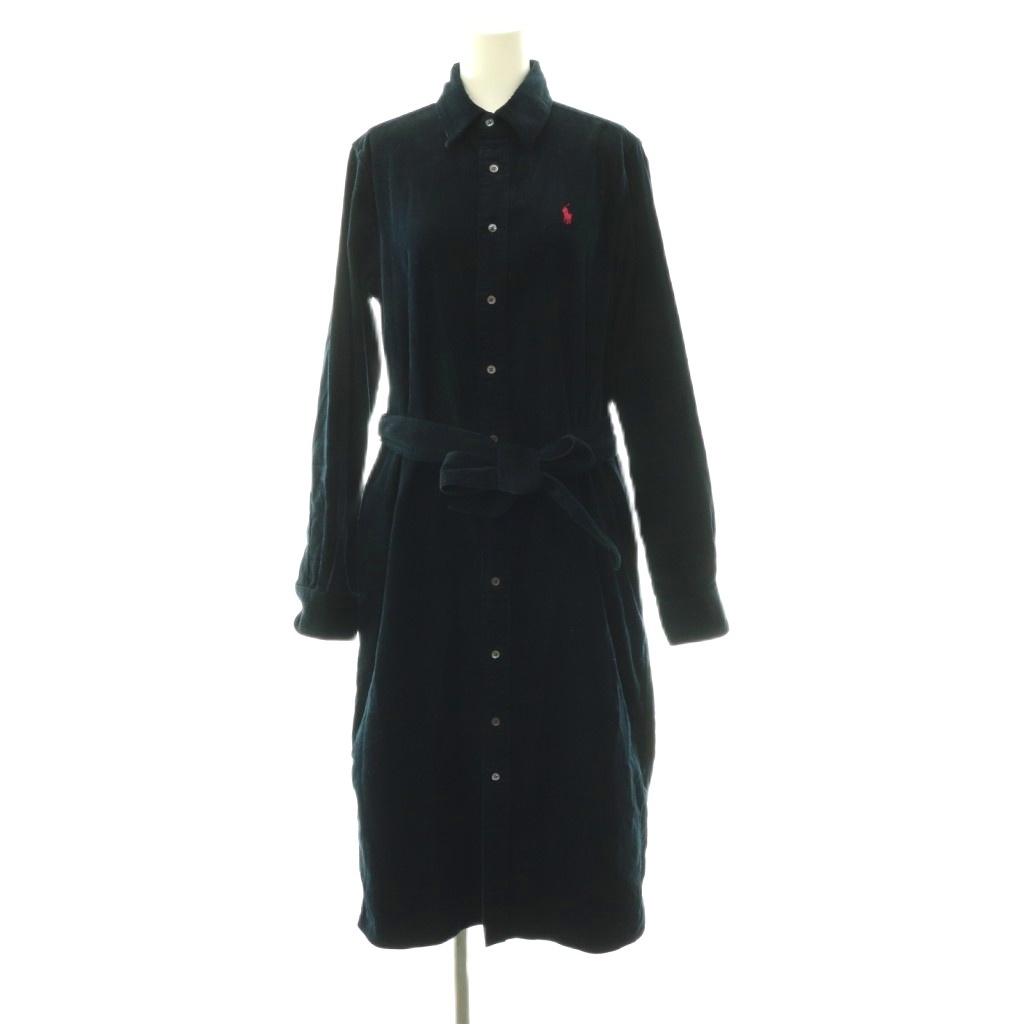 【中古】ポロ バイ ラルフローレン Polo by Ralph Lauren コーデュロイベルテッドシャツドレス ワンピース 4 ネイビー /ES ■OS レディース 【ベクトル 古着】 260525|ブランド古着の買取販売ベクトル