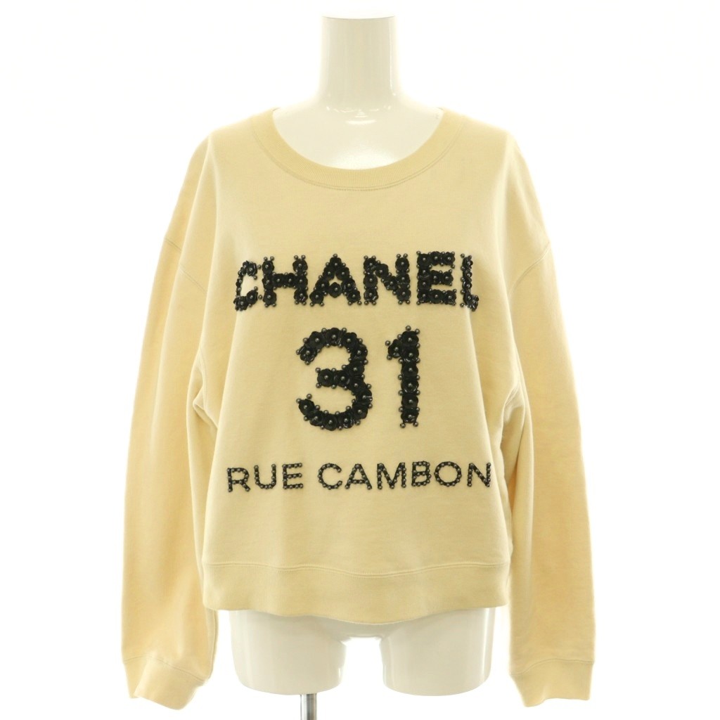 【中古】シャネル CHANEL 22年 31 RUE CAMBON ロゴタイプ クロップドスウェット 調教師 長袖 綿織物 M 象牙色 P64788K60781 /NR ■os レディース 【ベクター 古着】 260528