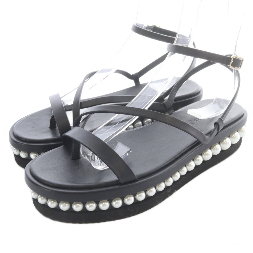 【中古】ジミーチュウ JIMMY CHOO PINE FLAT パール サンダル 同盟罷工さあ美 39 黒 黒いこと /SR レディース 【ベクター 古着】 260528