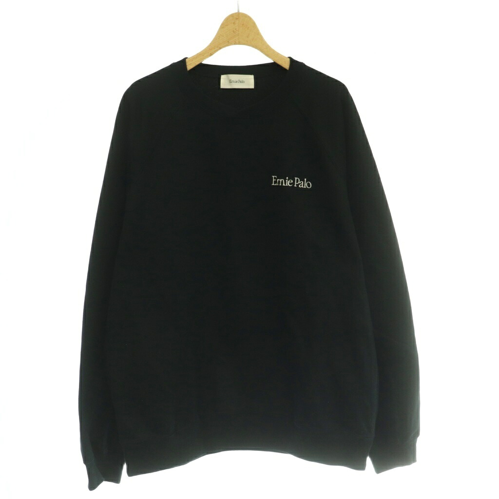 【中古】アーニーパロ Ernie Palo Crew Neck Sweat クルーネックスウェット 調教師 長袖 ロゴタイプ 刺しゅう 48 黒 黒いこと EP09CT02 /BB メンズ 【ベクター 古着】 260524